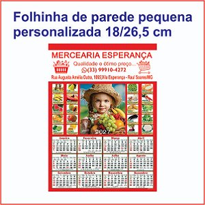 100 folhinha de parede pequena personalizada 18/26,5 cm