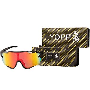 OCULOS DE SOL YOPP PRETO LENTE VERMELHA ESPELHADO