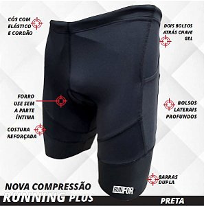 BERMUDA DE COMPRESSÃO RUNFOR MASCULINA PRETA