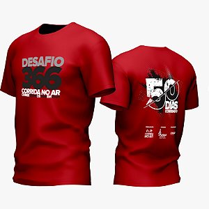 CAMISETA DESAFIO 366 CORRIDA NO AR VERMELHA 50 DIAS