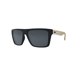 Óculos de Sol Masculino HB Floyd Matte Black Wood Gray