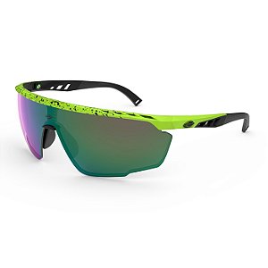 Óculos de Sol Unissex Mormaii Leap Amarelo Fluor e Preto Lente Verde Espelhada