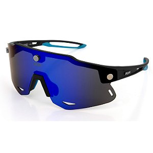 Óculos Esportivo Hupi Magnetic Preto e Azul Lente Azul Espelhada
