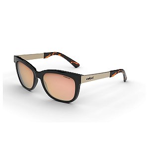 Óculos de Sol Flair Preto Brilho Lente Rose Gold Espelhado