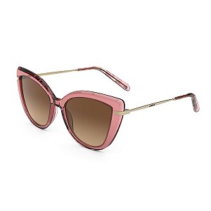 Óculos de Sol Feminino Colcci Manu Rosa Brilho Lente Marrom Degradê