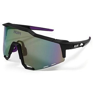 Óculos Esportivo Hupi Stelvio Preto e Roxo Fosco Lente Roxa Espelhada