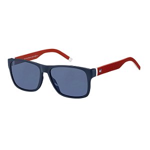 Óculos de Sol Masculino Tommy Hilfiger TH 1718/S Azul e Vermelho Fosco