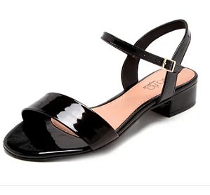 Sandália Beira Rio Verniz Salto Bloco Baixo Preto