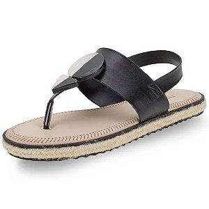 Sandália Feminina Flat Preta OUTLET CARNAVAL