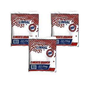 Kit 3 Cimento Branco Para Reparo E Acabamento Artesanato 1kg