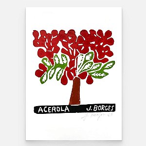 Xilogravura Acerola P - assinada por J. Borges - PE (Últimas peças)