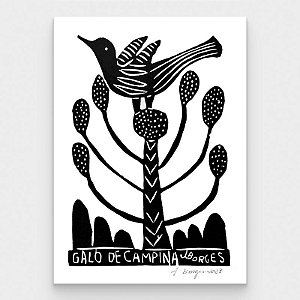 Xilogravura Galo de Campina M - assinada por J. Borges - PE (Última Peça)