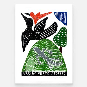 Xilogravura Assum Preto M - assinada por J. Borges - PE (Última Peça)