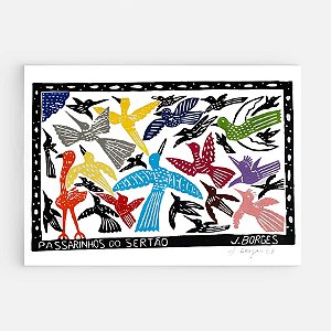 Xilogravura Passarinhos do Sertão G - assinada por J. Borges - PE (Última Peça)