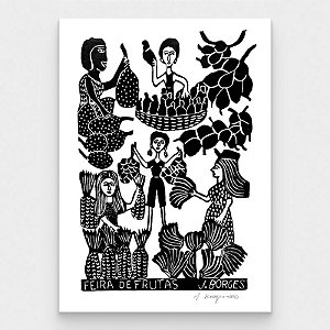 Xilogravura Feira de Frutas G - assinada por J. Borges - PE (Última Peça)