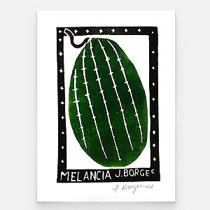 Xilogravura Melancia P - assinada por J. Borges - PE (Última Peça)