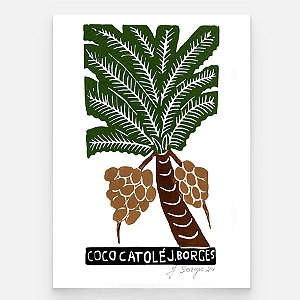 Xilogravura Coco Catolé P - assinada por J. Borges - PE (Raridade)