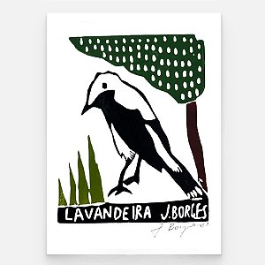 Xilogravura Lavandeira P - assinada por J. Borges - PE (Raridade)
