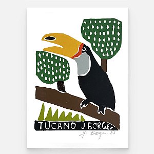 Xilogravura "Tucano" P - assinada por J. Borges - PE (Raridade)