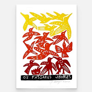 Xilogravura Os Pássaros M - assinada por J. Borges - PE (Última Peça)