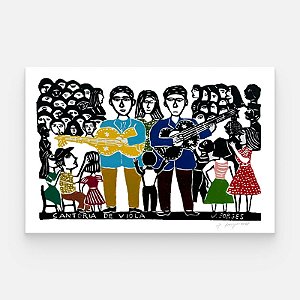 Xilogravura Cantoria de Viola G - assinada por J. Borges - PE (Raridade)