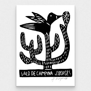 Xilogravura Galo de Campina P - assinada por J. Borges - PE (Última peça)