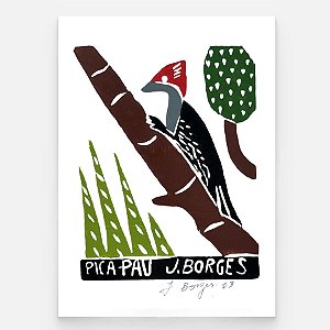 Xilogravura Pica-Pau P - assinada por J. Borges - PE (Raridade)