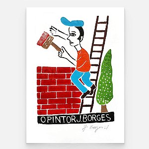 Xilogravura O Pintor P - assinada por J. Borges - PE (Última Peça)