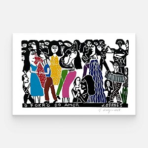 Xilogravura O Forró do Amor G - assinada por J. Borges - PE (Raridade)