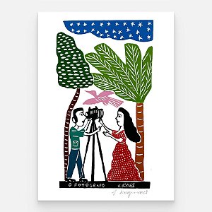 Xilogravura O Fotógrafo G - assinada por J. Borges - PE (Raridade)