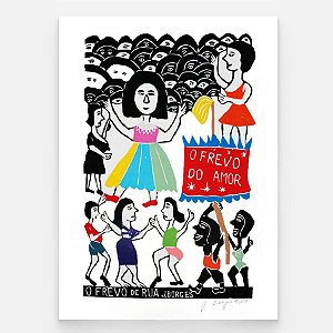 Xilogravura O Frevo de Rua G - assinada por J. Borges - PE (Última Peça)