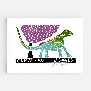 Xilogravura Camaleão P - assinada por J. Borges - PE (Última peça)