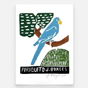 Xilogravura Piriquito P - assinada por J. Borges - PE (Raridade)