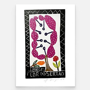 Xilogravura Flor do Sertão P - assinada por J. Borges - PE (última peça)