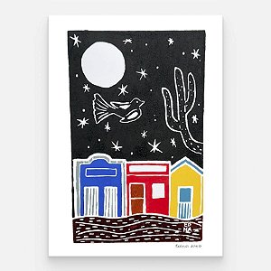 Xilogravura "Noite" P - Edna - PE