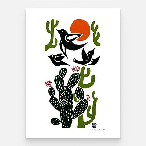 Xilogravura "Paisagem Sertaneja" M - Edna - PE