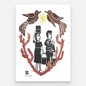 Xilogravura "Retirante" M - Edna - PE