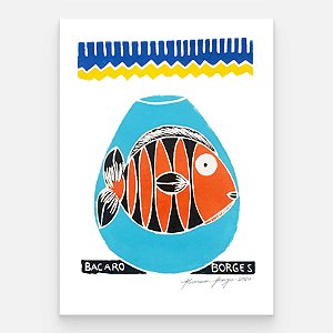 Xilogravura Peixe P - Bacaro Borges - PE
