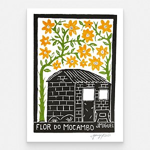 Xilogravura "Flor do Mocambo Amarelo" M - J. Miguel - PE