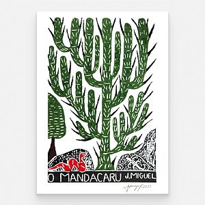 Xilogravura "O Mandacaru" M - J. Miguel - PE