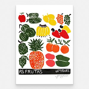 Xilogravura "As Frutas" M - J. Miguel - PE