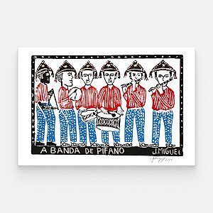 Xilogravura "A Banda de Pífano" M - J. Miguel - PE