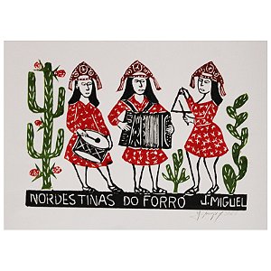 Xilogravura "Nordestinas do Forró" M - J. Miguel - PE