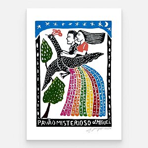Xilogravura "O Pavão Misterioso" M - J. Miguel - PE