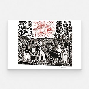 Xilogravura "A Vida do Sertanejo" G - J. Miguel - PE