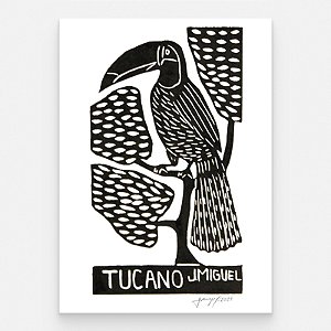 Xilogravura "Tucano" P - J. Miguel - PE