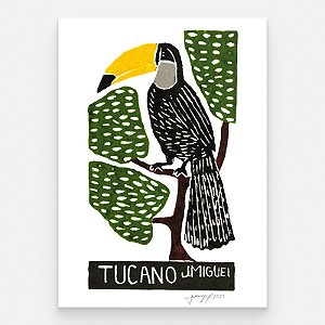 Xilogravura "Tucano" P - J. Miguel - PE
