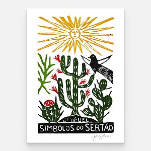 Xilogravura ''Símbolos do Sertão" P - J. Miguel - PE