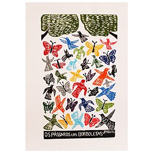 Xilogravura ''Os Pássaros e as Borboletas" G - J. Miguel - PE
