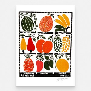 Xilogravura ''As Frutas" G - J. Miguel - PE